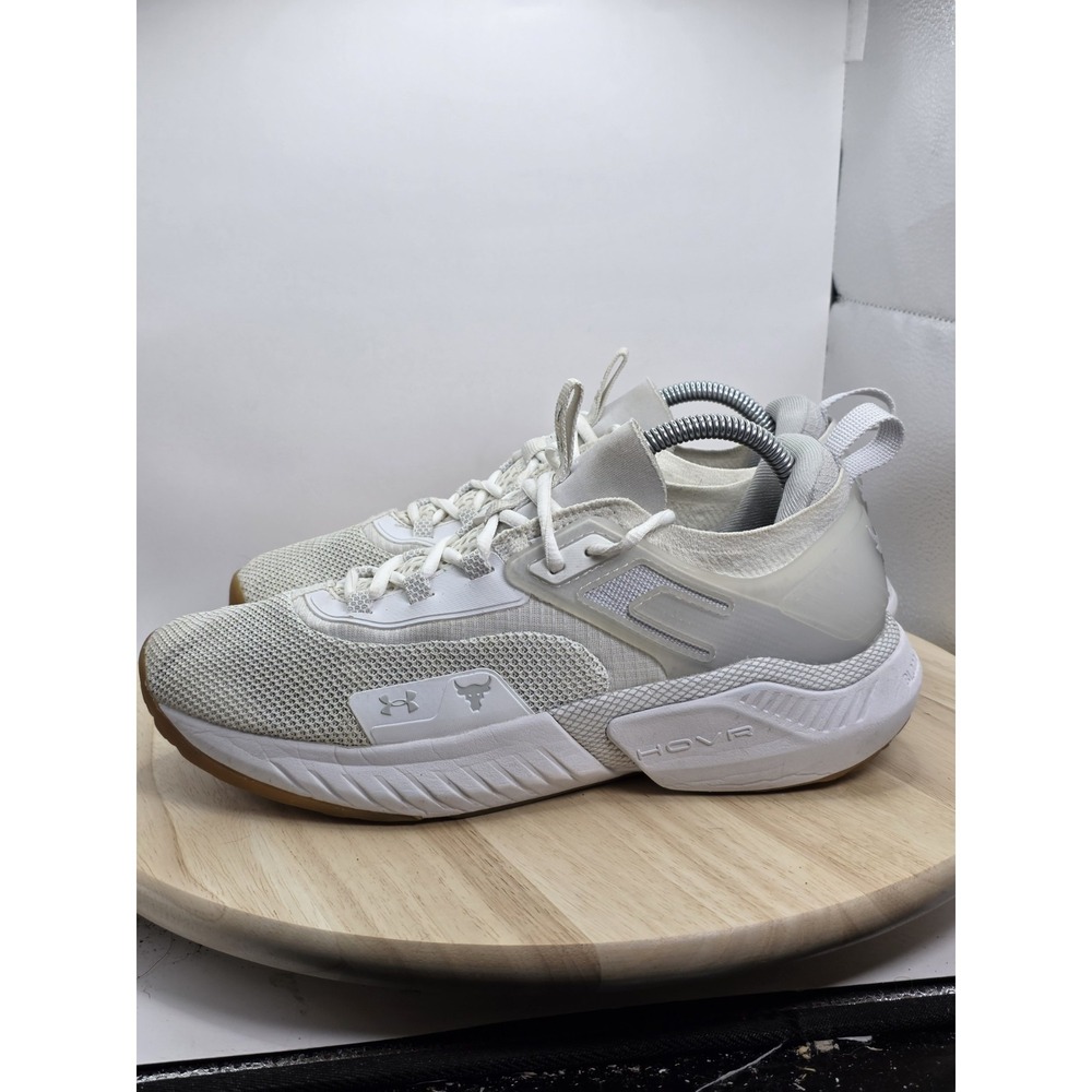 Mens Size 8 - Under Armour Project Rock 5  HOVR Training Shoes - White‎ Gum